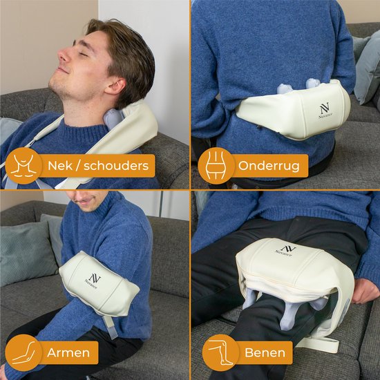 Nuvance - Massagekissen auch für Arm Rücken & Bein Weiß