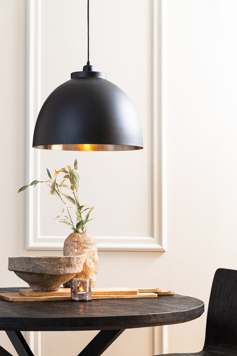 Light & Living KYLIE Pendelleuchte Ø45x32 cm - Schwarz mit Nickel/Gold Details - Modern Industrial - E27