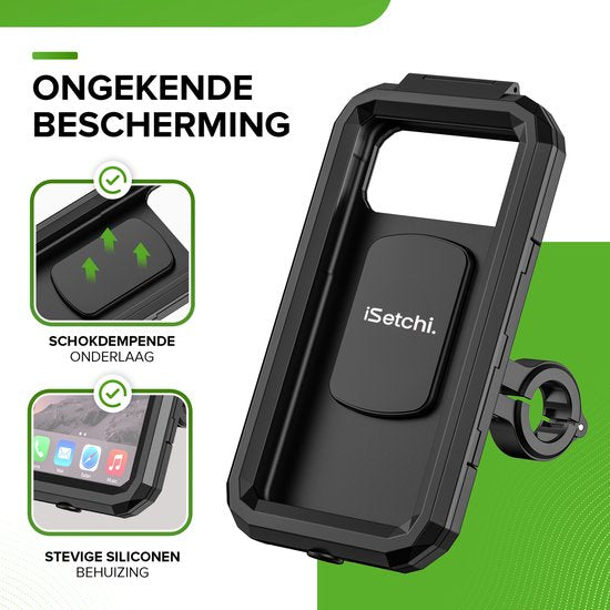 iSetchi Handyhalterung Fahrrad - Wasserdicht - Anti-Schock - schwarz