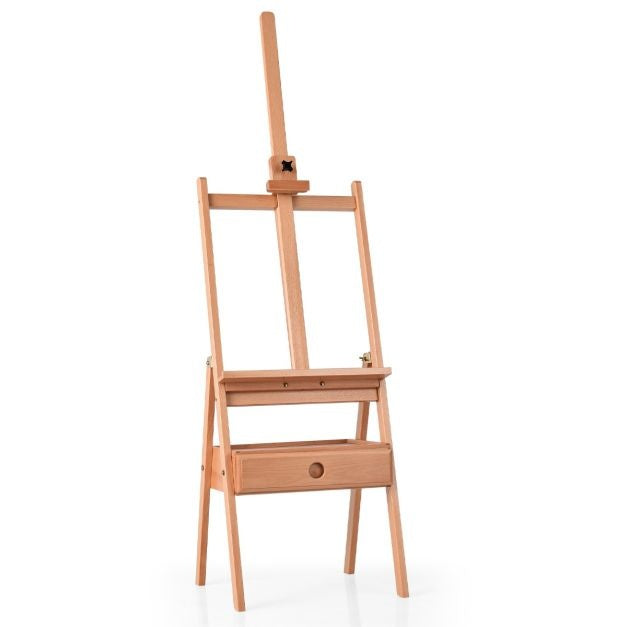 Coast Art-Ezel Floor Painter's Easel mit Schublade aus Buchenholz Painter's Easel mit verstellbarem Regal Natur