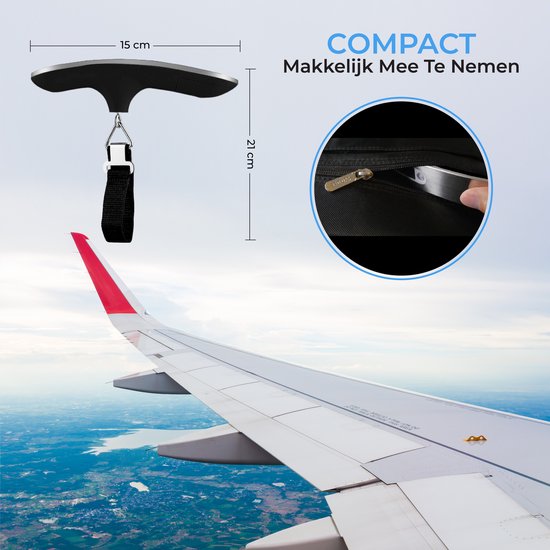 TTD® Gepäckwaage mit beleuchtetem Display - Wägekapazität 50 kg - Gepäckwaage - Hängewaage - Digitale Gepäckwaage - Gepäckwaage - Reisen mit dem Flugzeug - kg/g/lbs/oz - Batterien enthalten - Schwarz