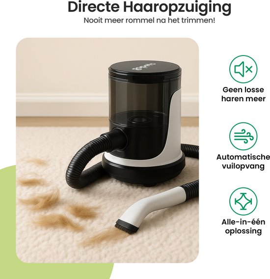 Gopets - 9-teilige Hundeschermaschine - Tierschermaschine für dickes Fell - mit Vakuum & Massagebürste - 23 x 30 cm