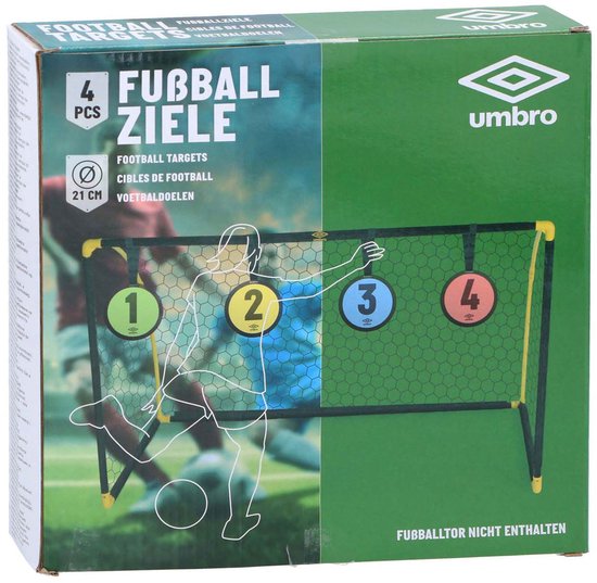 Umbro Fußballtore - 4 Zielscheiben - ⌀ 21 CM - Trainieren Sie Genauigkeit und Reaktionszeit - Grün/ Gelb/ Blau/ Rot