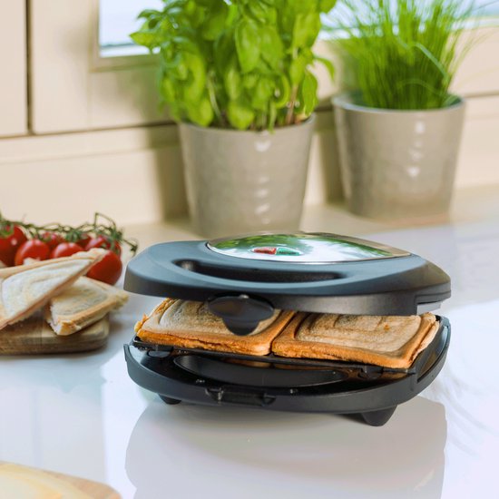 Bestron Sandwichtoaster – ASM8010 – 760 W – 3-in-1: Sandwiches, Waffeln und Grillgerichte – Antihaftbeschichtung – Grau – 5 Jahre Garantie