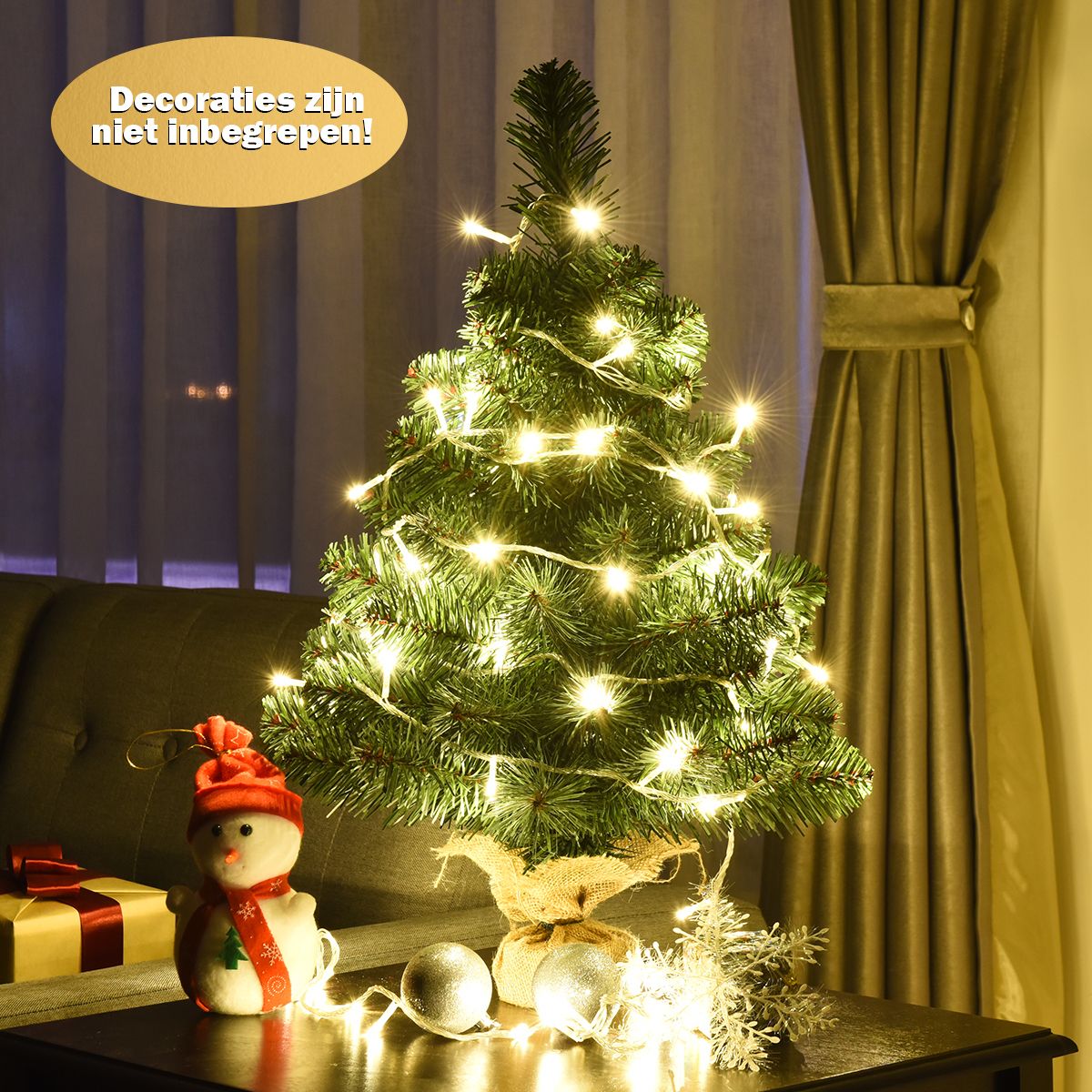 Küste künstlicher Weihnachtsbaum Tannenzweig pvc - 60 cm - grün - Zementsockel - voll naturgetreue Zweige