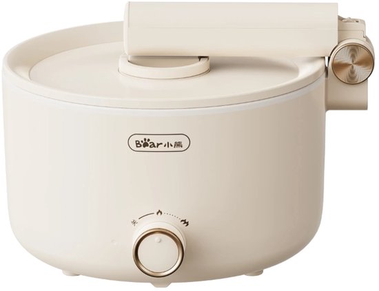 Bear Mini Elektro-Kochtopf 1,6 l – 2 Heizstufen – Einklappbarer Griff & Antihaftbeschichtung – Kompakter Multikocher mit Trockenkochschutz