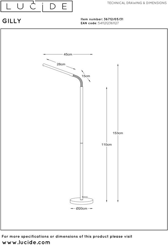 Lucide GILLY – Leselampe – LED – 1×6 W, 2700 K – Weiß