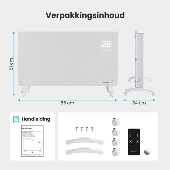 Auronic Electric Heater - Konvektorheizung mit Thermostat und Fernbedienung - Flächenheizung - bis zu 30 m² - 2500W Heizleistung - Weiß
