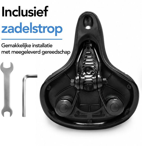 Brixy Ergonomischer Fahrradsattel – inkl. Sattelüberzug – Gelpolster & Federung – reflektierend – atmungsaktiv – Unisex – schwarz