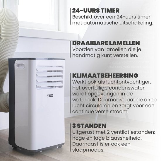 TechnoLife TL-7002 Mobiles Klimagerät - Klimatisierung - 7000 BTU - Weiß/Schwarz