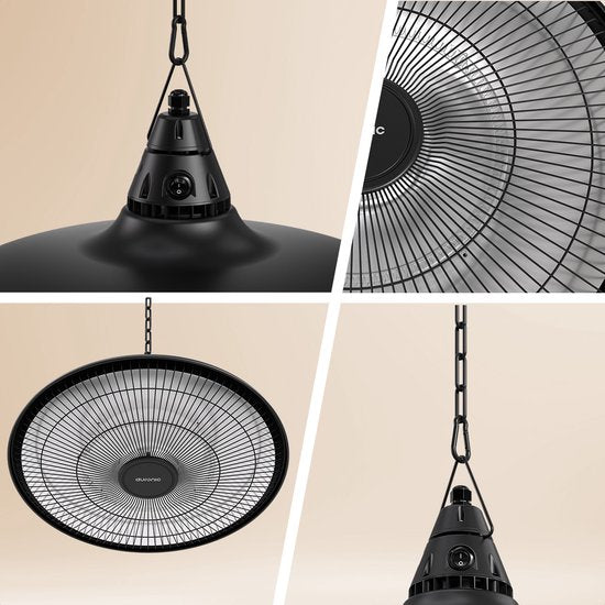 Auronic Terrassenstrahler - Infrarotheizung - hängend - 10m2 - elektrisch - 1500W - Fernbedienung - Schwarz