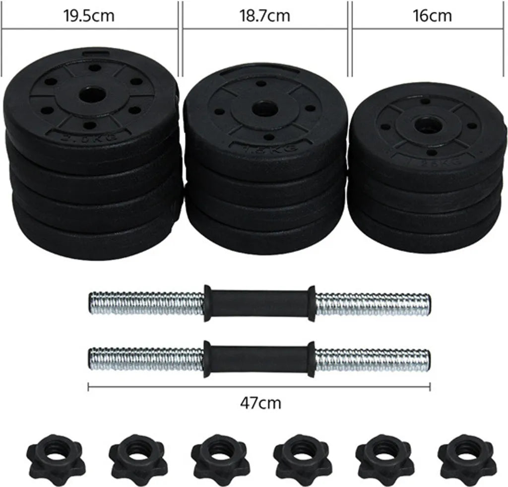 Yaheetech Hantelset 20kg - Einstellbar - Anti-Rutsch - 12 Gewichte - Schwarz