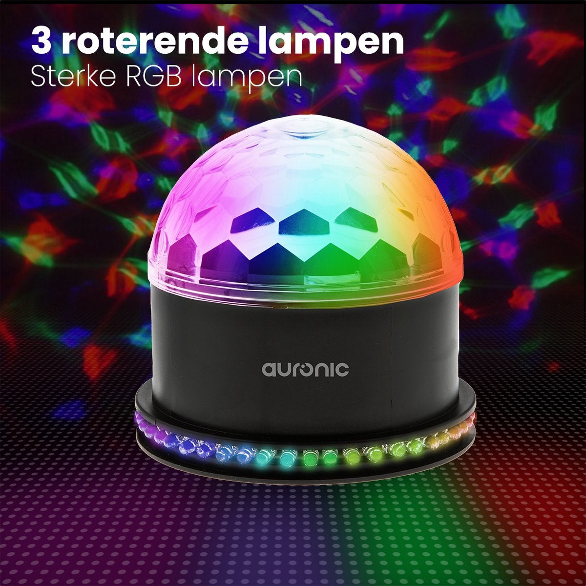 Auronic Rotierende Discolampe - Discokugel - LED - Fernbedienung und musikgesteuert - Kinder/Erwachsene