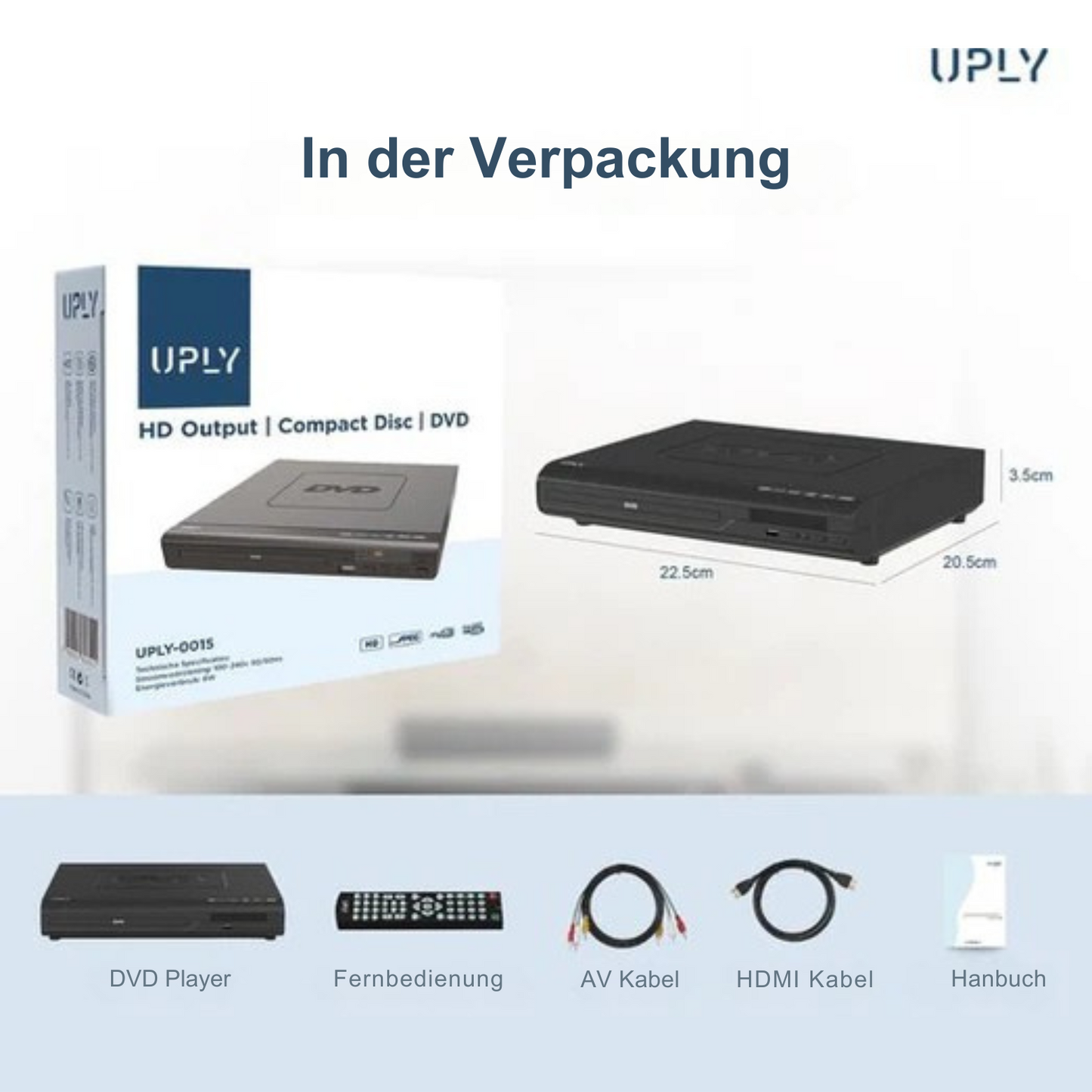 UPLY - DVD-Player - mit HDMI - Full HD - inkl. Fernbedienung - USB - Schwarz
