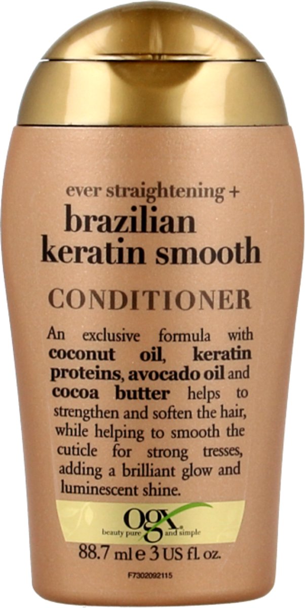 OGX Ever Straight Brazilian Keratin Therapy Conditioner – 88,7 ml – Reisegröße – Mit Keratin, Kokos- und Avocadoöl