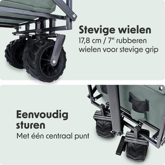 LifeGoods Wagon - faltbar - 80KG Tragfähigkeit - 94L - waschbares Polyester - Grün