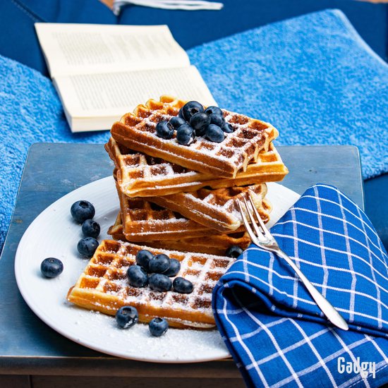 Gadgy Waffeleisen - Waffeleisen für 2 große Brüsseler Waffeln - Antihaftbeschichtung - Temperatur einstellbar - Kontrollleuchte