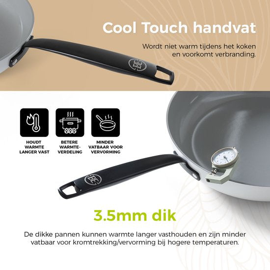 BE Living Essential Kasserolle mit Deckel - Ø 28 cm - Kochtopf - Keramik - PFAS-frei - Induktion - Weiß
