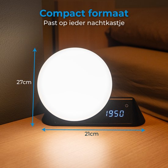 Nuvance Wake up light - Digitaler Wecker - Nachtlicht - Schlafzimmer - Schlaftrainer - mit Sounds - Lautsprecher - Sprachgesteuert