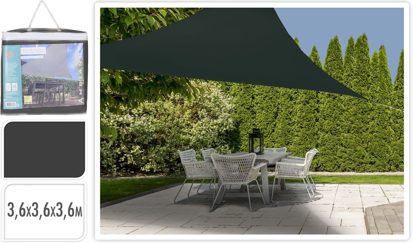 Pro Garden Shade Cloth Triangle Dark Grey - 3.6x3.6x3.6m INKLUSIVE Ambiance Montageset