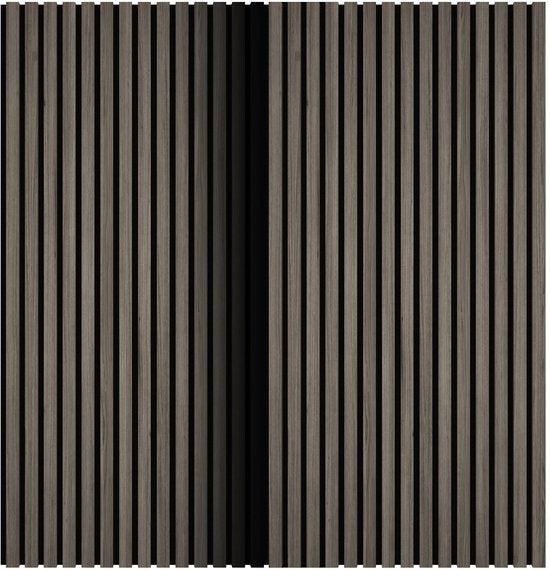 tectake® Akustikplatten – 4er-Set – Akustik-Wandplatte – 50 x 110 cm - 2,2 m² - Wandpaneele mit anpassbarer Größe - Lattenwand aus MDF und Holzfurnier - Schalldämmung - Stilvolle Wanddekoration - Einfache Montage - Eiche-Grau