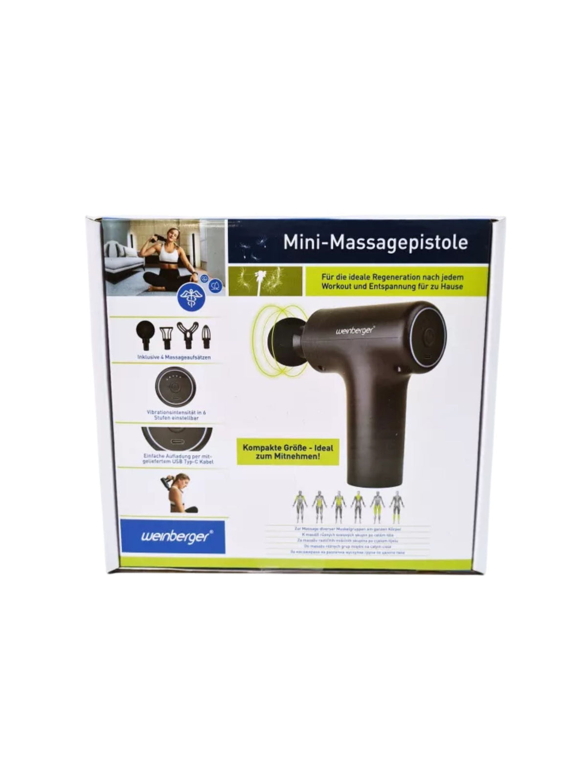 Weinberger Mini-Massagepistole – 6 Intensitätsstufen – ca. 11,3 × 13,6 × 5,1 cm