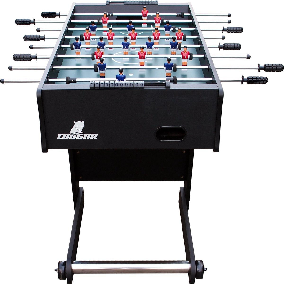 Cougar Scorpion Kickertisch klappbar in Schwarz - Kickertisch inkl. 2 Bälle und Punktezähler - Indoor Kickertisch 126x61x80cm