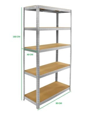 ERRO Metall Lagerregal/Regalschrank mit 5 Fachböden - 875kg Tragkraft - (BxTxH) 90x40x180cm - 175kg pro Fachboden