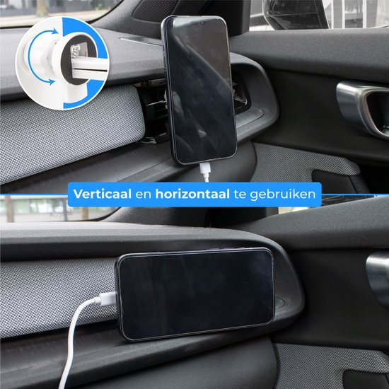 Nuvance - Auto-Telefonhalterung - Geeignet für MagSafe iPhone 12/13/14/15 - Telefonhalterung mit drahtlosem Ladegerät - Magnetische Autohalterung - Weiß