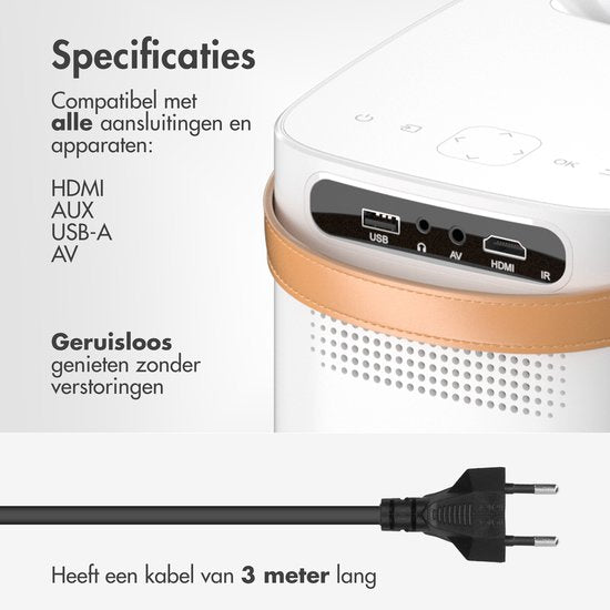 iMoshion Tragbarer Beamer - Full HD Mini-Beamer / Projektor - Streaming über WiFi - Weiß