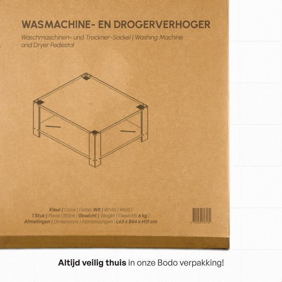 Bodo® - Waschmaschinenaufsatz - Waschmaschinenaufbaumöbel - Waschmaschinenaufsatz mit Ablage - Waschmaschinensockel - Universal - Weiß