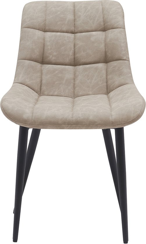 VVD Esszimmerstuhl - beige - schwarz - Metallgestell - industriell - 2er Set