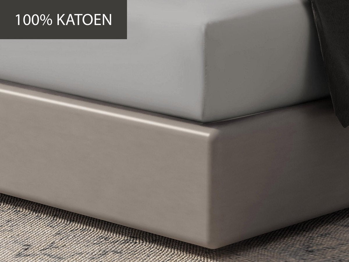 DoubleDry Spannbetttuch - 100% natürliche Baumwolle - Doppelbett 140x200 cm - weich & atmungsaktiv - rundum elastisch - Hellgrau