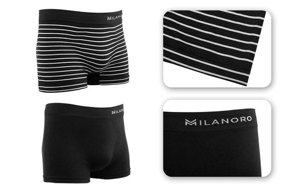 Milanoro - 4 nahtlose Boxershorts - Schwarz/Schwarz gestreift - L
