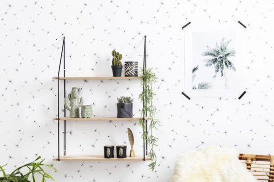 LIFA LIVING Wandregal - Industriell - Rechteckig - Eisen und MDF-Holz - 3 Holzböden