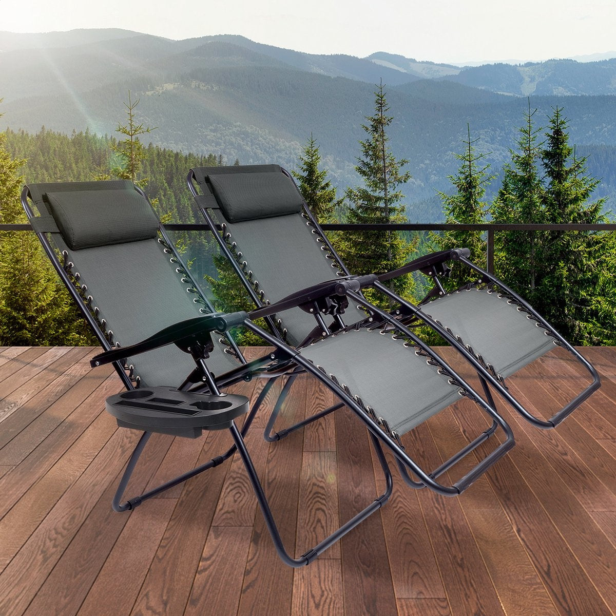 LifeGoods Faltbare Gartenstühle - 2 Stück - 30°-90° verstellbar - Metall - Schwarz