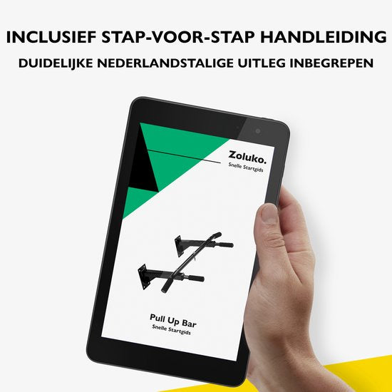 Zoluko Professionelle Klimmzugstange zur Wandmontage – inkl. Widerstandsband (Medium) und E-Book – 150 kg Tragkraft – einfache Befestigung – Klimmzugstange für Fitness – Klimmzugstation für das Training zu Hause – Chin-Up-Stange – Schwarz