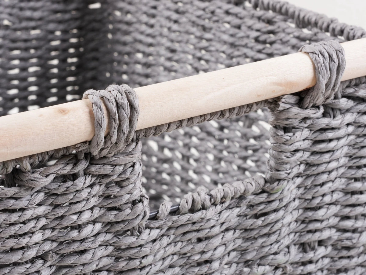KEVAHOME Handgewebte Aufbewahrungskörbe mit Holzgriffen – 3er-Set – Natürlich und dekorativ