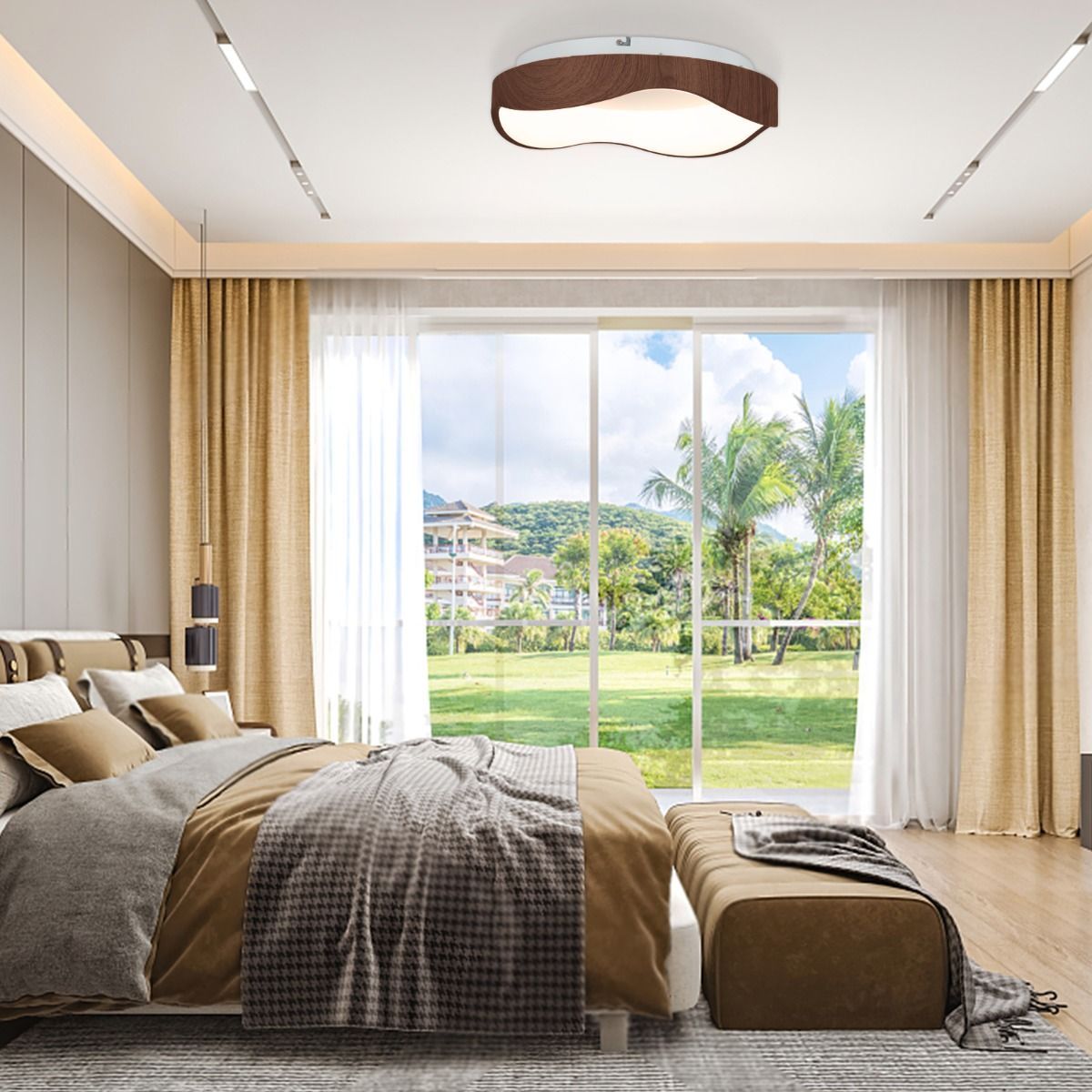 Coast LED-Deckenleuchte – modernes Design – Holzoptik – warmweißes Licht 24 W – 41,5 x 41,5 x 10 cm – braun