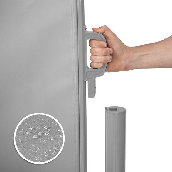 tectake - Aluminium Windschutz Seitenmarkise Terrassenschirm Sichtschutz - doppelt - 160 x 600 cm - grau - 402331