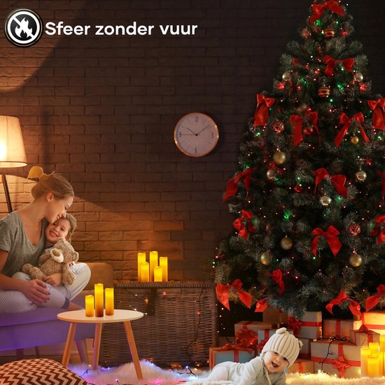 Happy Goods® - 9-teiliges Led-Kerzen-Set - ECHTES WACHS - 2 Fernbedienungen - bewegliche Flamme