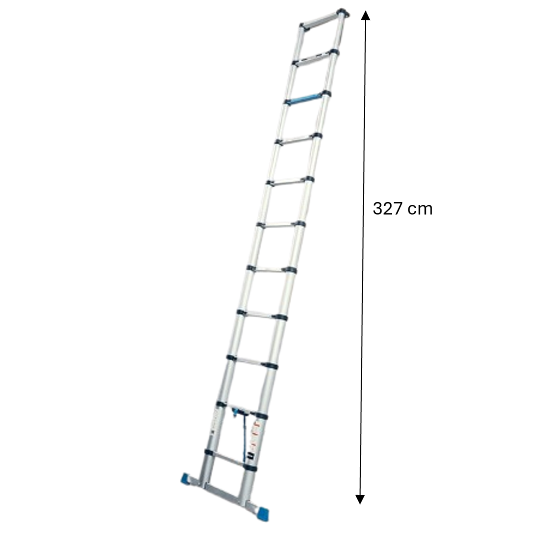 Workzone - Teleskopleiter - 4.02m - 11 Stufen - Max. 150 kg - Soft-Close - Silber