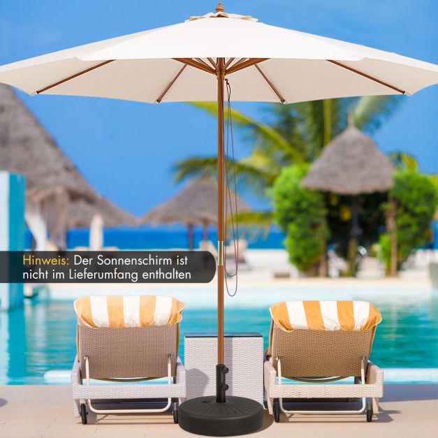 Coast Sonnenschirmständer, befüllbar, 19,5 l – Sonnenschirmständer für Ø 38/48 mm – Befüllbar mit Wasser oder Sand – Schwarz