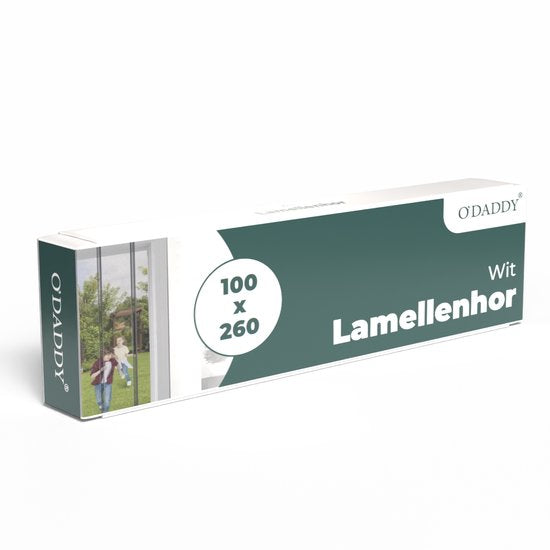 O'DADDY® Fliegengitter Lamellenvorhang - 100x260 cm - Türvorhang - Türtür - Verstellbares Design - Glasfaser - Türgitter Weiß
