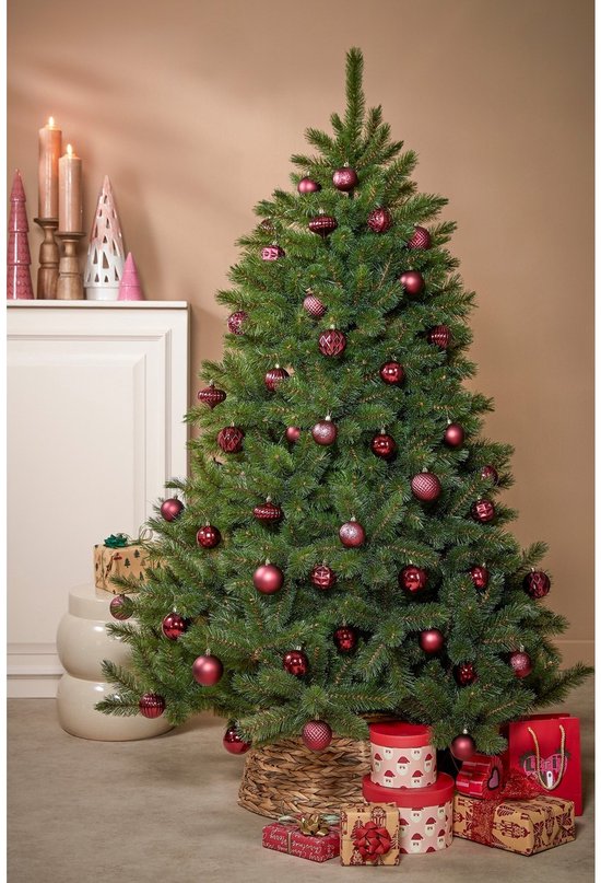 Mica Decorations Weihnachtskugeln-Set – 60 Stück – Ø 7 cm – bruchsicher – dunkelrot
