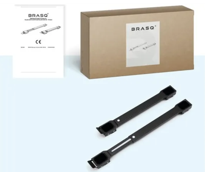 Brasq Verstellbare Möbelrolle Schwarz 45-72 x 10 x 3,6 cm - Transportrolle bis zu 300 kg