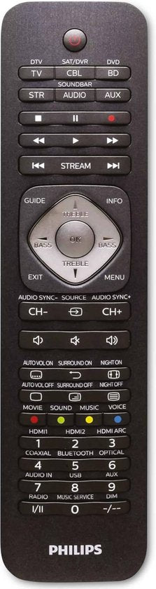 Philips Universal-Fernbedienung SRP5016/10 - 6-in-1 - Lerntasten - Schwarz