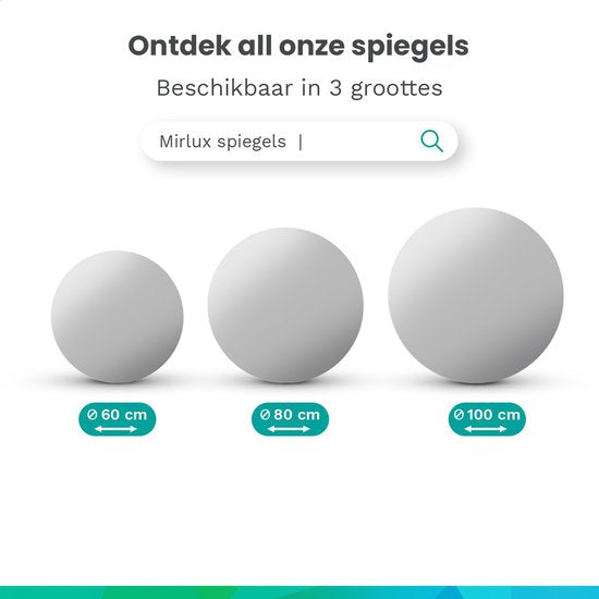 Mirlux Badezimmerspiegel mit LED-Beleuchtung & Heizung - Wandspiegel rund - Anti-Kondensations-Duschspiegel - 80CM