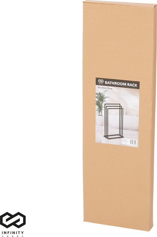 Infinity Goods Handtuchhalter - Badezimmer - 3 Arme - Handtuchhalter - Handtuchhalter - Freistehend - Metall - Schwarz Matt