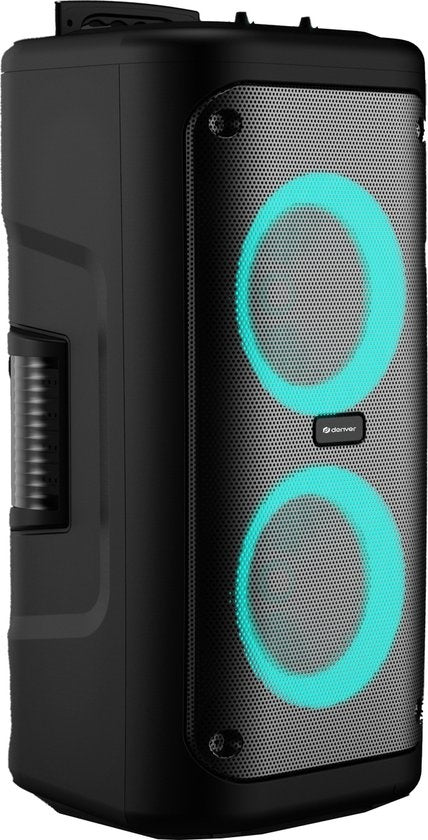 Denver Karaoke Set inkl. Mikrofon - Disco Lights - Bluetooth Lautsprecher Party Box - Micro SD / USB / AUX - TSP353 - Schwarz